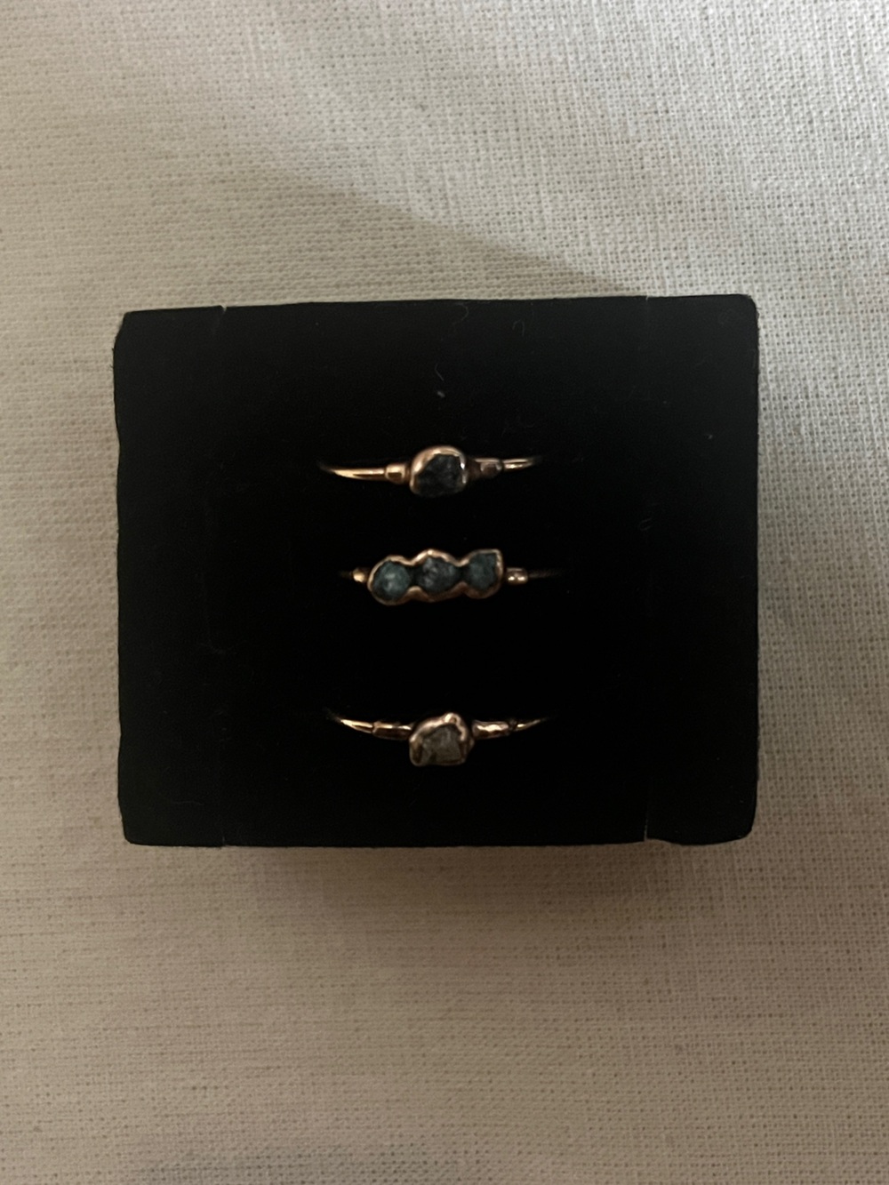 Ringcrush Raw Diamond 18K Rose Gold Filled Stacking Ring Set